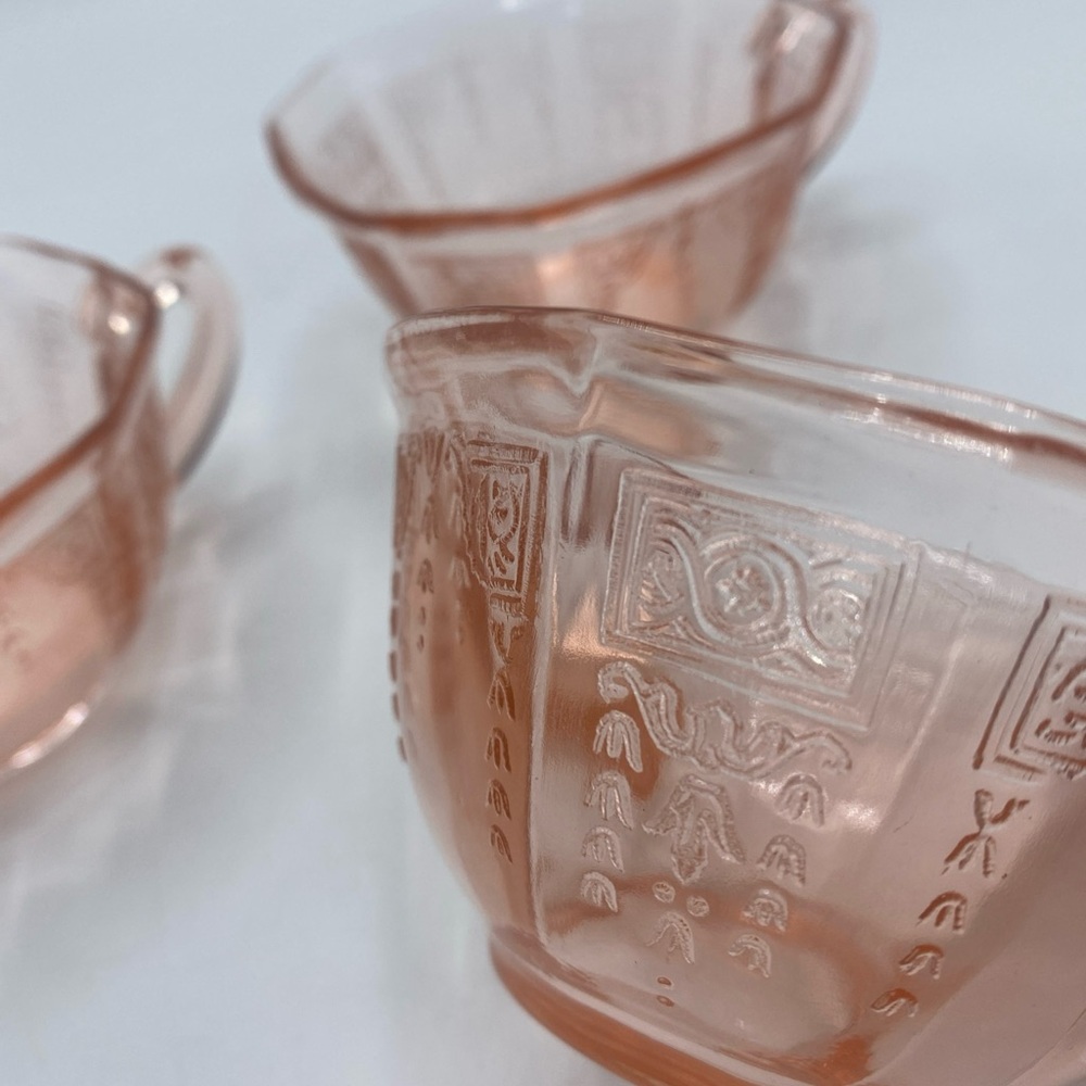Vintage Pink Depression Glass Tea 3 Cups Princess Pattern by Anchor Hocking Co - Picture 3 of 6